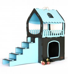 Teraslı Kedi Evi - Dubleks, Bebek Mavisi + Antrasit Gri - Modern Dekora Uyumlu Şık ve Ferah Teraslı Kedi Evi - Dubleks, Bebek Mavisi + Antrasit Gri - Modern Dekora Uyumlu Şık ve Ferah