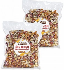 2x500 gr. Lüks Karışık Çerez | Vakumlu Paket Atıştırmalık ile Paylaşmaya Uygun, Taptaze Atıştırmalık Keyfi