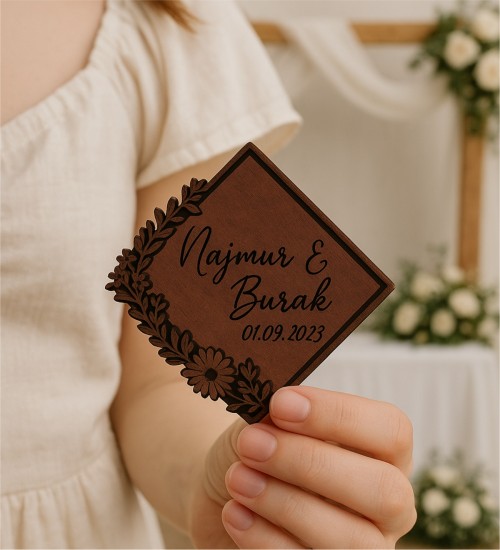 İsimli ve Tarihli Ahşap Nikah / Nişan / Düğün / Kına Magneti - MODEL1 İsimli ve Tarihli Ahşap Nikah / Nişan / Düğün / Kına Magneti - MODEL1