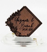 Ahşap Magnet - İsimli Tarihli Nikah Nişan Düğün Kına Model 1 ile En Güzel Günlerinizi Zarif Bir Hatıraya Dönüştürün