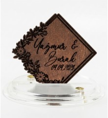 Ahşap Magnet - İsimli Tarihli Nikah Nişan Düğün Kına Model 1 ile En Güzel Günlerinizi Zarif Bir Hatıraya Dönüştürün