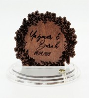 Ahşap Magnet - İsimli Tarihli Nikah Nişan Düğün Kına Model 2 ile Davetlerinize Estetik Bir Anı Ekleyin