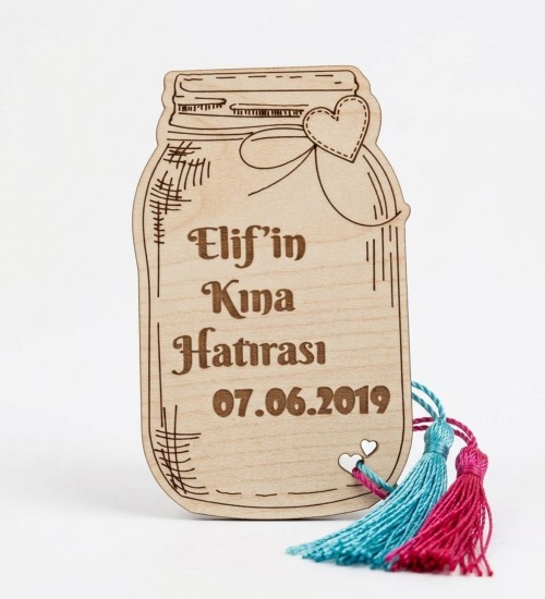 Ahşap Magnet - Kavanoz Figürlü İsimli ve Tarihli - Nikah / Nişan / Kına İçin Sıradışı Tasarımıyla Fark Yaratan Tatlı Bir Anı