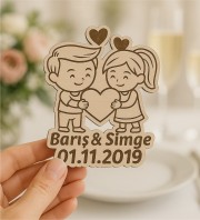 Ahşap Magnet - Sevgili Figürlü - Nikan / Nişan / Kına Gibi Özel Günlerinize Romantik ve Kalıcı Bir Hatıra