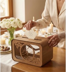 Takı / Zarf Sandığı - Şık Tasarım, Şeffaf Pleksili, Ahşap - Zarafet ve Fonksiyonelliği Buluşturan Özel Bir Parça