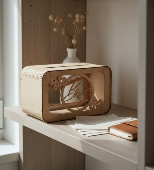 Takı / Zarf Sandığı - Şık Tasarım, Şeffaf Pleksili, Ahşap - Zarafet ve Fonksiyonelliği Buluşturan Özel Bir Parça