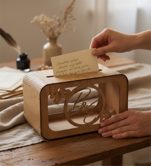 Takı / Zarf Sandığı - Şık Tasarım, Şeffaf Pleksili, Ahşap - Zarafet ve Fonksiyonelliği Buluşturan Özel Bir Parça