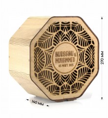 Takı / Zarf Kutusu - Kişiye Özel Sekizgen Tasarım Ahşap Sandık - Özel Günlere Yakışan Zarif ve Fonksiyonel