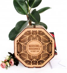 Takı / Zarf Kutusu - Kişiye Özel Sekizgen Tasarım Ahşap Sandık - Özel Günlere Yakışan Zarif ve Fonksiyonel